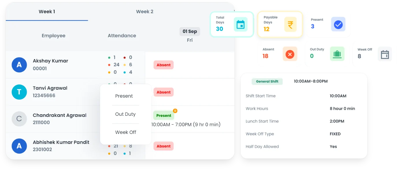 TexlaCulture HRMS attendance dashboard preview
