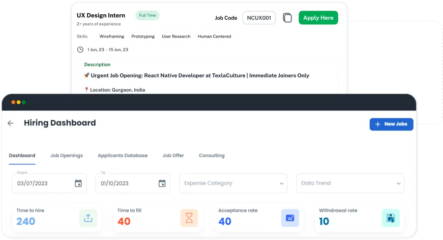 Engaging Job Posting feature preview for TexlaCulture HRMS